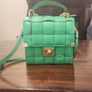 Aldo Green Crossbody Bag with Gold Hardware and Woven Design